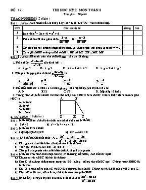 Thi học kỳ I môn toán 8 - Đề 17
